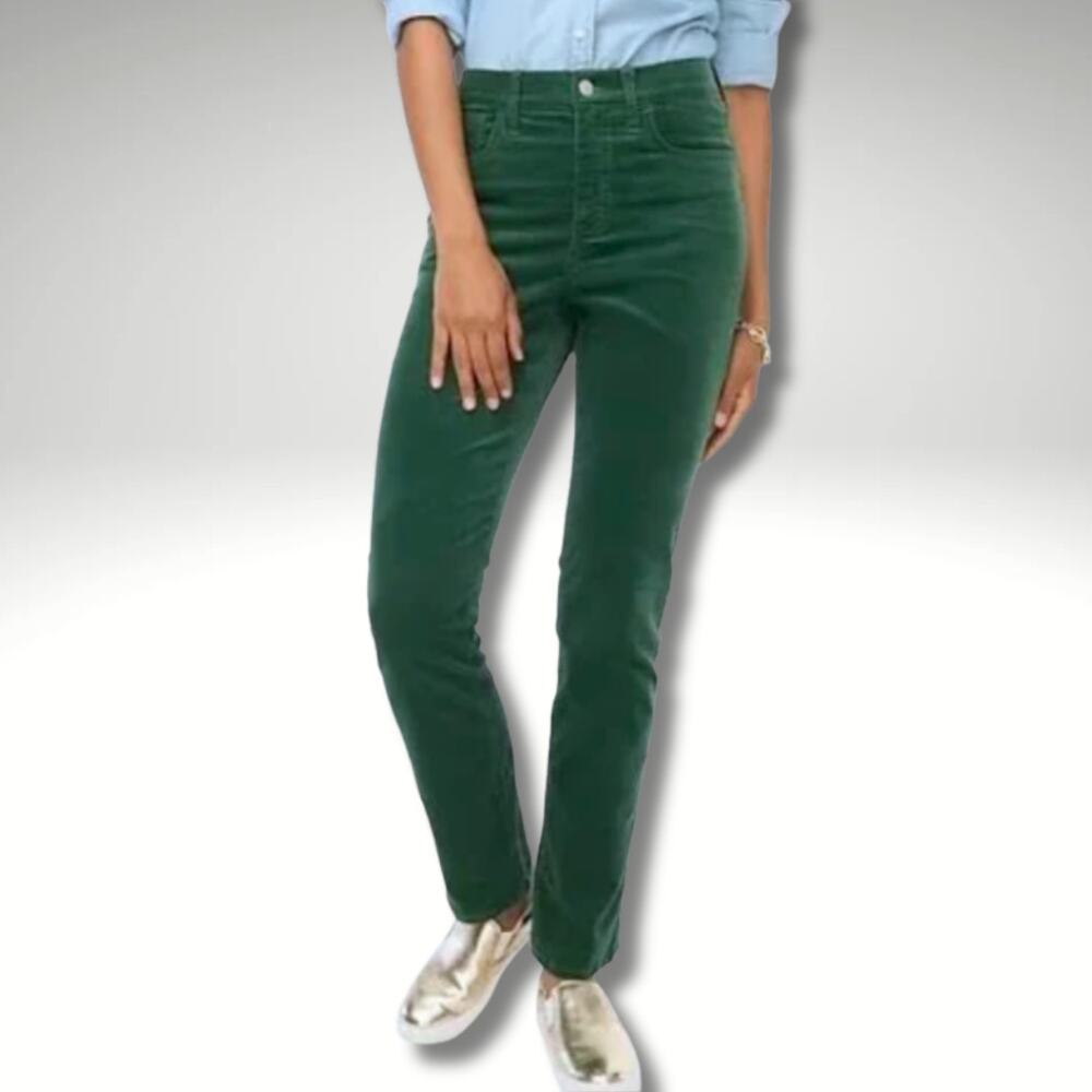 J.Crew 9" Vintage Straight Deep Green Corduroy Heritage Academia Pants S 27